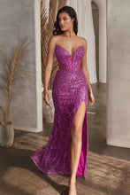 Load image into Gallery viewer, LA Merchandise LAR0227 Strapless Beaded Corset Side Slit Pageant Gown - AMETHYST - Dress LA Merchandise