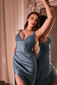 LA Merchandise LAR0231 Boned Beaded Bustier Jersey Prom Evening Gown - - Dress LA Merchandise