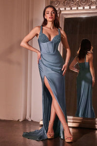 LA Merchandise LAR0231 Boned Beaded Bustier Jersey Prom Evening Gown - - Dress LA Merchandise