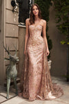 Load image into Gallery viewer, LA Merchandise LAR046 Floral Applique Prom Gown - ROSE GOLD - Dress LA Merchandise