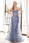 Load image into Gallery viewer, LA Merchandise LAR046 Floral Applique Prom Gown - SMOKY BLUE - Dress LA Merchandise