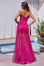Load image into Gallery viewer, LA Merchandise LAR155 Sheer Bodice Floral Motif Slit Prom Dress - - Dress LA Merchandise