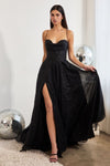 Load image into Gallery viewer, LA Merchandise LAR252 Shimmering Glitter A-line Pageant Gown - BLACK - Dress LA Merchandise