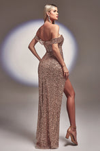 Load image into Gallery viewer, LA Merchandise LAR260 Long Off the Shoulder Full Sequined Prom Gown - - Dress LA Merchandise