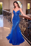 Load image into Gallery viewer, LA Merchandise LAR4006 Sequin V-Neck Long Prom Gown - ROYAL - Dress LA Merchandise