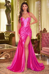 Load image into Gallery viewer, LA Merchandise LAR492 Halter Satin Rhinestone Formal Gown - HOT PINK - Dress LA Merchandise