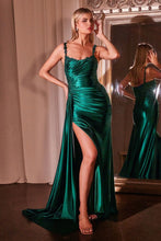Load image into Gallery viewer, LA Merchandise LAR496 Pleated Bodice Satin Side Drape Evening Gown - EMERALD GREEN - Dress LA Merchandise