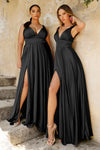 Load image into Gallery viewer, LA Merchandise LAR7469 Simple Satin Stretchy Bridesmaids Dress - BLACK - Dress LA Merchandise