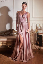 Load image into Gallery viewer, LA Merchandise LAR7469 V-Neck Satin A-Line Bridesmaid Dress - DARK MAUVE - Dress LA Merchandise