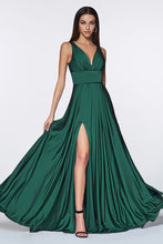 Load image into Gallery viewer, LA Merchandise LAR7469 V-Neck Satin A-Line Bridesmaid Dress - EMERALD - Dress LA Merchandise