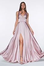 Load image into Gallery viewer, LA Merchandise LAR7469 V-Neck Satin A-Line Bridesmaid Dress - MAUVE - Dress LA Merchandise