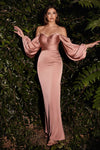 Load image into Gallery viewer, LA Merchandise LAR7482 Long Sleeve Bridesmaids Simple Long Dress - ROSE GOLD - Dress LA Merchandise