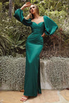 Load image into Gallery viewer, LA Merchandise LAR7482 Long Sleeve Bridesmaids Simple Long Dress - EMERALD GREEN - Dress LA Merchandise