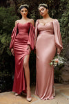 Load image into Gallery viewer, LA Merchandise LAR7482 Long Sleeve Bridesmaids Simple Long Dress - RUST - Dress LA Merchandise