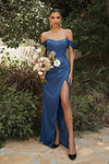 Load image into Gallery viewer, LA Merchandise LAR7484 Off Shoulder Corset Simple Bridesmaids Dress - NAVY BLUE - Dress LA Merchandise