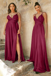 Load image into Gallery viewer, LA Merchandise LAR7485 Adjustable Spaghetti Straps Bridesmaids Dress - BURGUNDY - Dress LA Merchandise