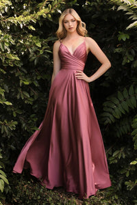 LA Merchandise LAR7485 Adjustable Spaghetti Straps Bridesmaids Dress - MAUVE ROSE - Dress LA Merchandise