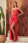 Load image into Gallery viewer, LA Merchandise LAR7495 Spaghetti Straps Satin Prom Long Gown - RED - Dress LA Merchandise