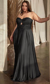 Load image into Gallery viewer, LA Merchandise LAR7496 A-line Strapless Bridesmaids Satin Gown - BLACK - Dress LA Merchandise