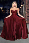 Load image into Gallery viewer, LA Merchandise LAR7496 A-line Strapless Bridesmaids Satin Gown - BURGUNDY - Dress LA Merchandise