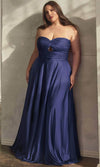 Load image into Gallery viewer, LA Merchandise LAR7496 A-line Strapless Bridesmaids Satin Gown - NAVY - Dress LA Merchandise