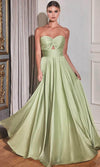 Load image into Gallery viewer, LA Merchandise LAR7496 A-line Strapless Bridesmaids Satin Gown - SAGE - Dress LA Merchandise