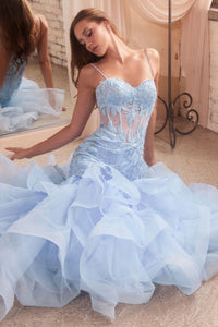 LA Merchandise LAR8915 Beaded Rose Lace Sleeveless Prom Gown - - Dress LA Merchandise