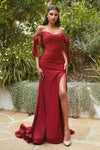 Load image into Gallery viewer, LA Merchandise LAR943P Plus Size Bow Straps Stretchy Long Prom Dress - BURGUNDY - Dress LA Merchandise