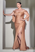 Load image into Gallery viewer, LA Merchandise LAR943P Plus Size Bow Straps Stretchy Long Prom Dress - DESERT ROSE - Dress LA Merchandise