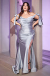 Load image into Gallery viewer, LA Merchandise LAR943P Plus Size Bow Straps Stretchy Long Prom Dress - DUSTY BLUE - Dress LA Merchandise