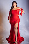 Load image into Gallery viewer, LA Merchandise LAR943P Plus Size Bow Straps Stretchy Long Prom Dress - RED - Dress LA Merchandise