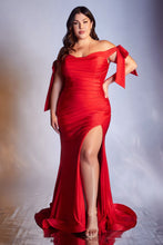 Load image into Gallery viewer, LA Merchandise LAR943P Plus Size Bow Straps Stretchy Long Prom Dress - RED - Dress LA Merchandise