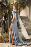 Load image into Gallery viewer, LA Merchandise LAR943 Off Shoulder Tie Straps Evening Gown - DUSTY BLUE - Dress LA Merchandise
