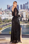 Load image into Gallery viewer, LA Merchandise LARB8422 Long Sleeve Sequin Wrap Formal Prom Gown - - Dress LA Merchandise