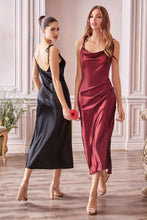 Load image into Gallery viewer, LA Merchandise LARBD103 Cowl Neck Spaghetti Straps Bridesmaids Dress - BLACK - Dress LA Merchandise