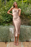 Load image into Gallery viewer, LA Merchandise LARBD103 Cowl Neck Spaghetti Straps Bridesmaids Dress - SAND - Dress LA Merchandise