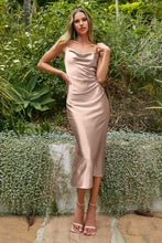 Load image into Gallery viewer, LA Merchandise LARBD103 Cowl Neck Spaghetti Straps Bridesmaids Dress - SAND - Dress LA Merchandise