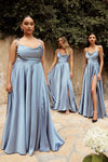 Load image into Gallery viewer, LA Merchandise LARBD104 Spaghetti Straps Cowl Neck Bridesmaids Dress - DUSTY BLUE - Dress LA Merchandise