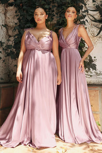 LA Merchandise LARBD105 Spaghetti Straps V-Neck Bridesmaids Dress - MAUVE - Dress LA Merchandise