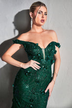 Load image into Gallery viewer, LA Merchandise LARCB096 Emerald Green 3D Floral Long Prom Formal Gown - - Dress LA Merchandise