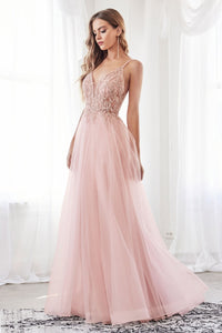 LA Merchandise LARCD0154 Embellishment A-line Pageant Gown - BLUSH - Dress LA Merchandise