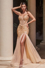Load image into Gallery viewer, LA Merchandise LARCD0214 Beaded Strapless Special Occasion Mermaid Gown - GOLD - Dress LA Merchandise