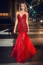 Load image into Gallery viewer, LA Merchandise LARCD0214 Beaded Strapless Special Occasion Mermaid Gown - RED - Dress LA Merchandise