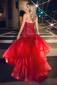 LA Merchandise LARCD0214 Beaded Strapless Special Occasion Mermaid Gown - - Dress LA Merchandise