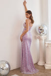 Load image into Gallery viewer, LA Merchandise LAR259 Cut Out Sequins Corset Back Red Carpet Gown - LAVENDER - Dress LA Merchandise