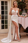Load image into Gallery viewer, LA Merchandise LARCD269B Sheer Bustier Off White Bridal Evening Gown - OFF WHITE - Dress LA Merchandise