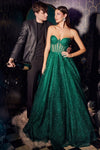 Load image into Gallery viewer, LA Merchandise LARCD275 A-line Glitter Corset Prom Long Gown - EMERALD GREEN - Dress LA Merchandise
