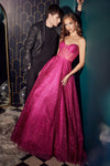 Load image into Gallery viewer, LA Merchandise LARCD275 A-line Glitter Corset Prom Long Gown - FUCHSIA - Dress LA Merchandise