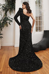 Load image into Gallery viewer, LA Merchandise LAR885 Black One Sleeve Sequin Special Occasion Gown - - Dress LA Merchandise