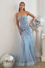 Load image into Gallery viewer, LA Merchandise LAR995 3D Floral Mermaid Formal Corset Prom Dress - BLUE - Dress LA Merchandise
